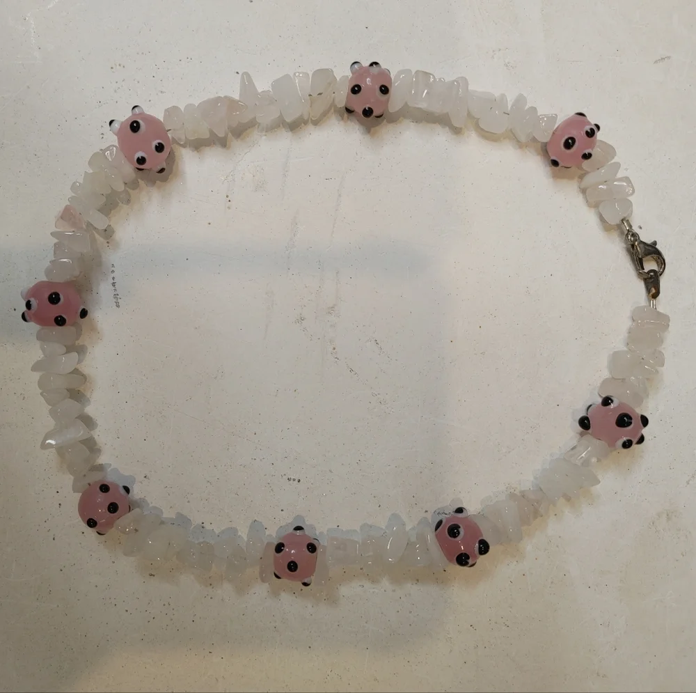 KIDS HANDMADE GLASS CHIP BEAD NECKLACE 14